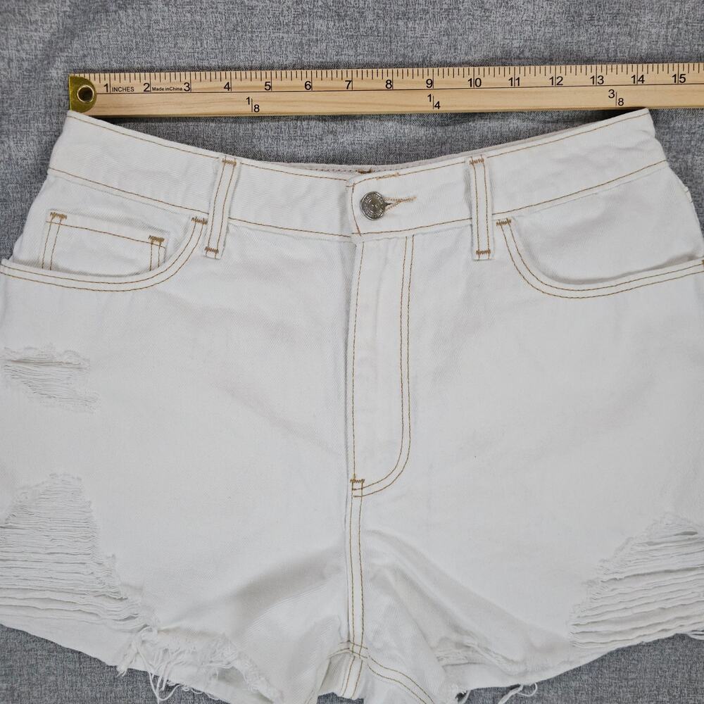 Hollister Jean Shorts Womens Size 29 White Casual Denim High Rise Ripped Frayed - Picture 10 of 12
